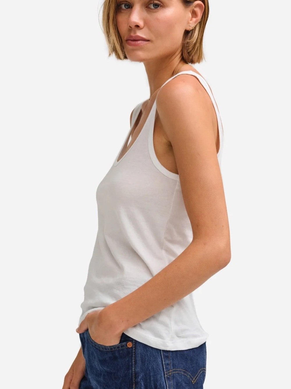 Mate the Label Organic Cotton Layering Tank True White Women’s Size Small - Picture 3 of 11